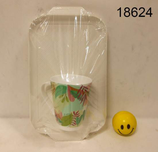 Imagen de SET DE BANDEJITA CON TAZA PLASTICA ESTAMPADA 3.25